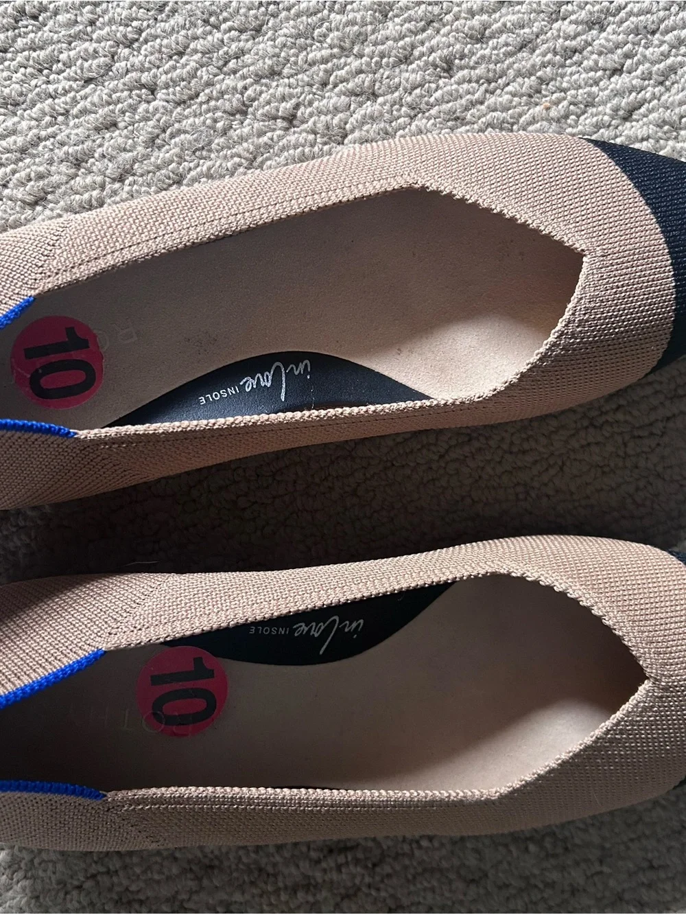 Rothy’s Size 10 Pointed Toe Ballet Flats in Beige and Black